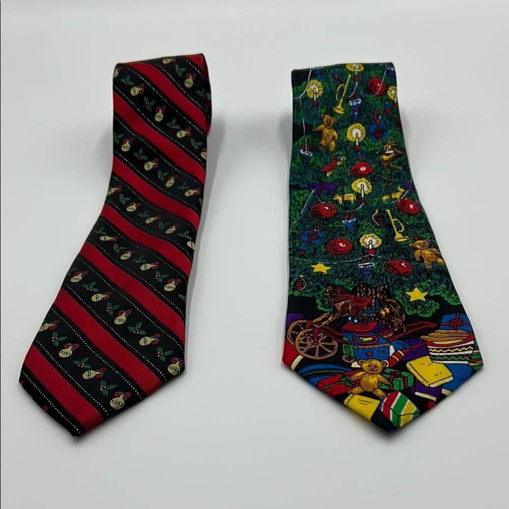 Lot Of 2 Novelty Neck Ties Surrey Noel Christmas Collection Colorful Men's
